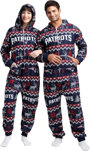 Vista 42 de FOCO Unisex NFL Team Logo Pajamas One Piece Onesie Patrón feo navideño
