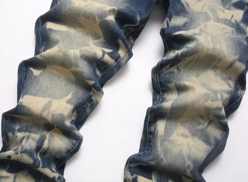 Vista 4 de Jeans rasgados para hombre, diseño ajustado y desgastado, elásticos, cómodos, con cintura flexible 9001 Azul
