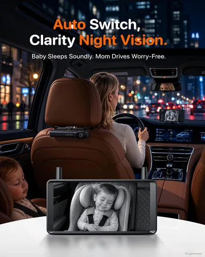 Vista 6 de LUCKVIEW GOF2 - Cámara inalámbrica para coche de bebé con monitor de 6