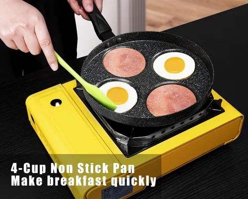 Vista 2 de MyLifeUNIT Sartén de aluminio para huevos de 4 tazas, sartén antiadherente para huevos