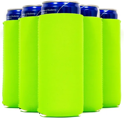Vista 12 de QualityPerfection Fundas delgadas para enfriar latas, cerveza/energía (paquete de 6) para bebidas en blanco, 12 onzas, alta calidad, 0.157 in