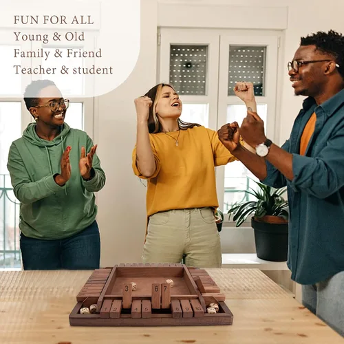 Vista 3 de Shut The Box Juego de madera para 4 jugadores, juego de mesa clásico para niños y adultos, juguete educativo de aprendizaje de matemáticas, juego