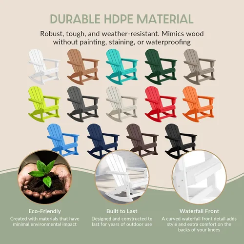 Vista 170 de WestinTrends Silla mecedora Malibu de poliéster para exterior/patio Adirondack, Negra