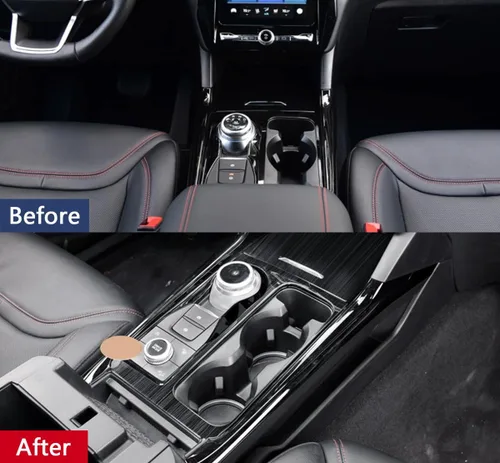 Vista 5 de Accesorios de automóvil para Ford Explorer 2020 2021 2022 2023 Caja de cambios interior de acero inoxidable (estilo negro cepillado) 1 unidad