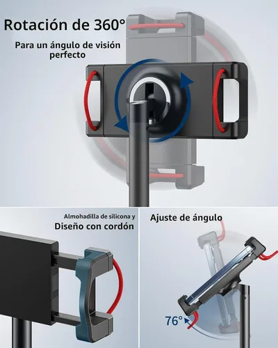 Vista 4 de SAIJI - Soporte para iPad para escritorio, altura ajustable y base pesada