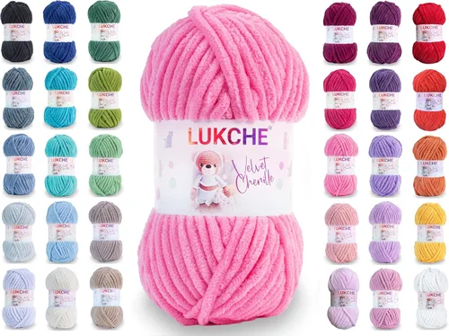 Vista 49 de Hilado de chenilla de terciopelo para amigurumi y punto de crochet súper voluminoso 100 gr (69,0 m) (Grosor del hilo 8 mm) (Verde espárrago) 1