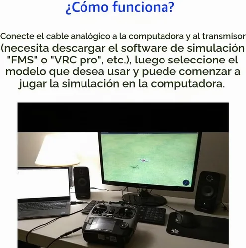 Vista 4 de Cable Adaptador USB RCmall, simulador de vuelo con 2.4 G para FMS Flysky SM100