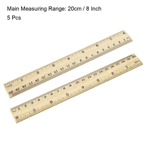 Vista 2 de uxcell Regla de madera 7.9 in 8 pulgadas 2 Escala reglas de oficina reglas de medición de madera 5pcs