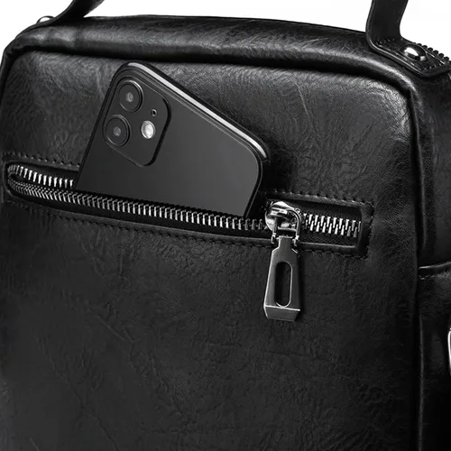 Vista 5 de Bolsa de mensajero para hombre, de piel sintética, bolsa de hombro, bolsa de viaje, bolso de hombre, bolso casual, bolsa de mano con personalidad