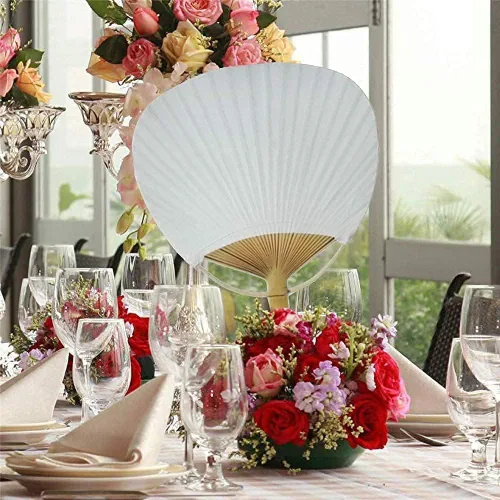 Vista 4 de 2 unids lote blanco ventilador de paleta - fiesta de papel decorativo eléctrico hogar portátil ventiladores de pared mano encaje japonés Cajón