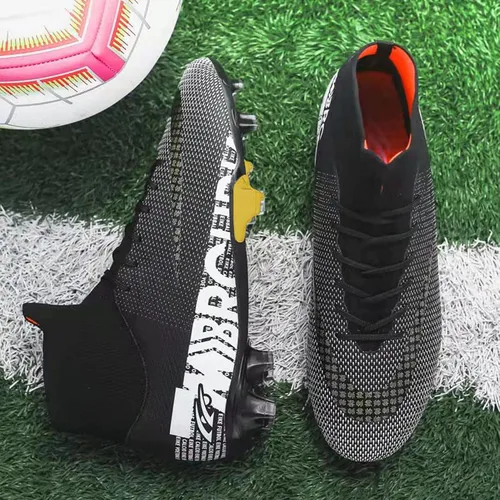 Vista 4 de HHY Tacos de fútbol para hombre, zapatos de fútbol con cordones antideslizantes
