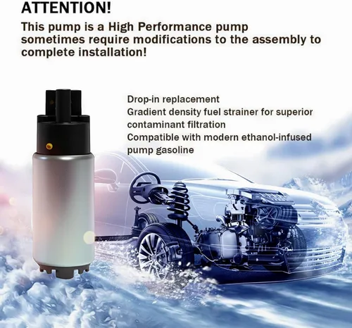 Vista 2 de Bomba de combustible eléctrica Intank universal con kit de instalación de 10 piezas para múltiples modelos reemplaza E2068 E8213 EFP382A A3813
