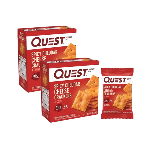 Vista 14 de Galletas de queso Quest Nutrition, explosión de cheddar, 10g de proteína, 5g de carbohidratos netos, 1g de azúcar, hechas con queso real, snack alto