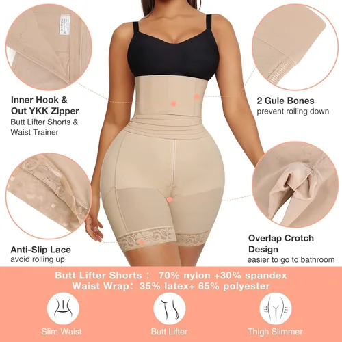 Vista 3 de FeelinGirl Faja moldeadora para mujer con control de abdomen, moldeador de glúteos, pantalones cortos más delgados con envoltura de cintura extraíble