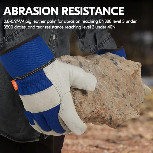 Vista 4 de Vgo... Winter Warm Lined Cowhide Split Leather Work Gloves,Heavy Duty Truck Driving Gardening Farm Welding(CB3501F)
