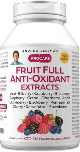 Vista 11 de ANDREW LESSMAN Fruta completa extractos antioxidantes 60 cápsulas – 14 extractos naturales de frutas y bayas. Arándano, arándano, semilla de uva