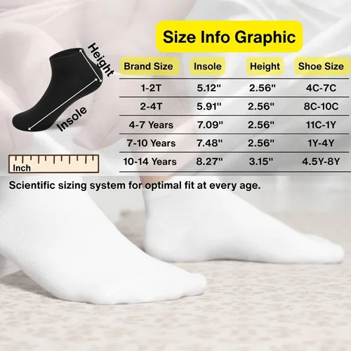 Vista 6 de Calcetines de tobillo para niños, calcetines de corte bajo invisibles para niños y niñas, paquete de 25 pares a granel para la escuela, tallas de 1