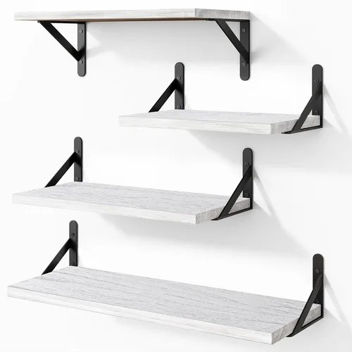 Vista 19 de YGEOMER Estantes flotantes para pared, estantes de pared negros de diferentes tamaños para sala de estar, baño, dormitorio, cocina, decoración