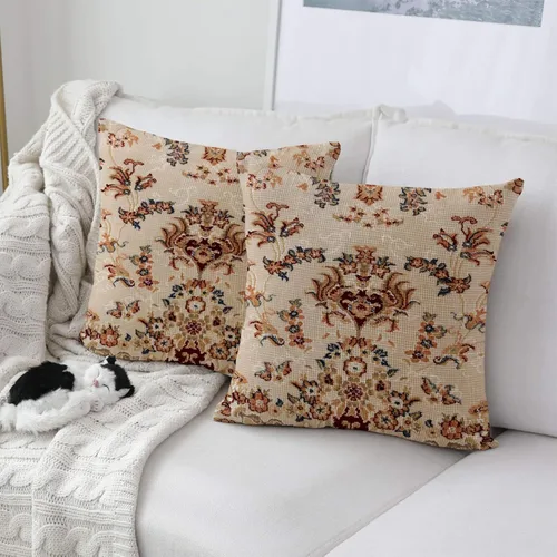 Vista 4 de eshabear 2 fundas de almohada de 18 x 18 pulgadas, diseño antiguo (18 x 18 pulgadas, textil ornamental tradicional)