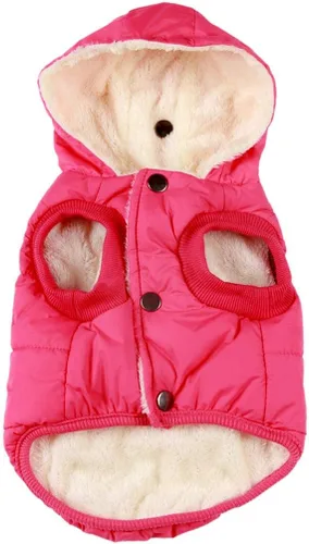 Vista 12 de vecomfy - Sudadera con capucha para perro, forro polar y algodón, extra cálida, para invierno, chaqueta para perro pequeño, abrigos con capucha