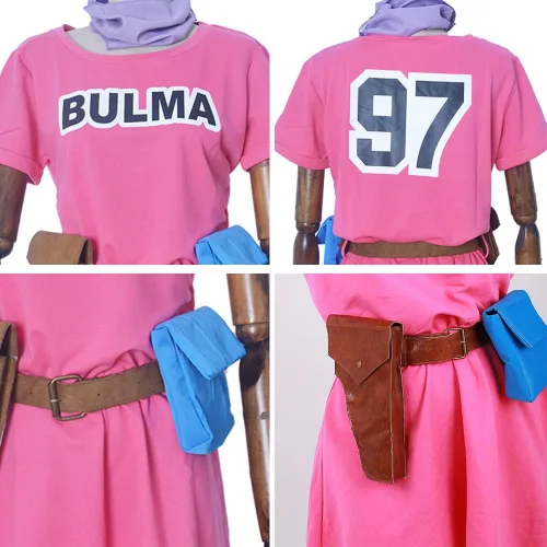 Vista 6 de miccostumes Disfraz de anime para mujer, vestido rosa, pañuelo con cinturón y guante