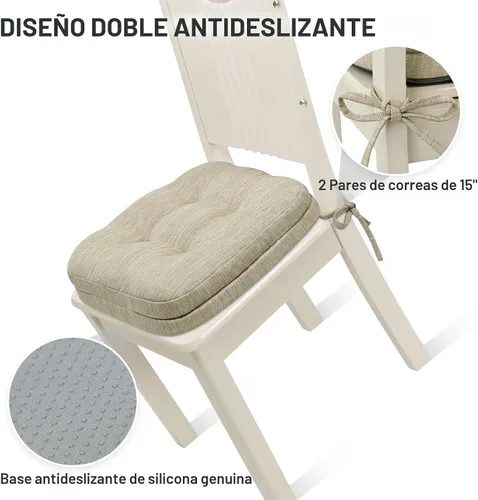 Vista 5 de Shinnwa Juego de 2 cojines para silla de comedor, cojines para silla de cocina de espuma viscoelástica de doble capa, almohadillas de asiento