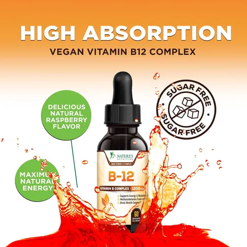Vista 6 de Gotas de vitamina B12 – Complejo súper B de metilcobalamina extra fuerte – B-12 gotas líquidas para apoyo inmunológico, energía, salud cardíaca