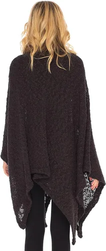 Vista 3 de SHU-SHI Poncho de punto acogedor para mujer, chal envolvente, capa frontal abierta, kimono ligero