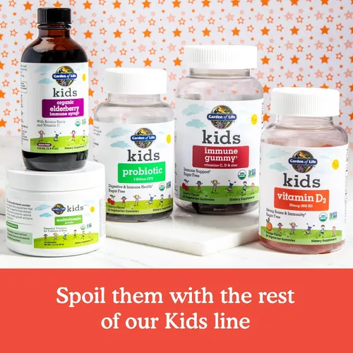 Vista 6 de Garden of Life Gomitas orgánicas de vitamina D3 para niños con 800 UI (100% valor diario) para huesos fuertes, dientes, cerebro e inmunidad – Sin