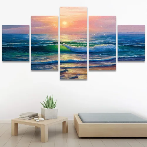 Vista 40 de SIGNWIN Lienzo grande para pared, efecto geométrico de mármol, triángulo dorado, polígono, paisaje, formas abstractas, arte digital, arte moderno