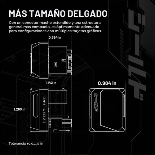 Vista 2 de EZDIY-FAB Adaptador PCIe 5.1 – 600 W 12+4 pines, conector de alimentación de GPU de 16 pines 12VHPWR, adaptador de GPU de 12 V-2x6, ángulo recto