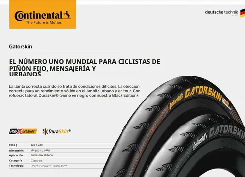 Vista 2 de Continental Gatorskin - Neumático de bicicleta de carretera sin cámara con cuentas de alambre, neumático urbano y de turismo resistente
