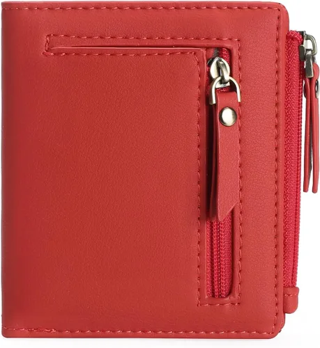 Vista 12 de GOIACII - Carteras delgadas para mujer con bloqueo RFID, tarjetero con 2 bolsillos con cremallera, monedero fino para mujer, negro (A01 Black)