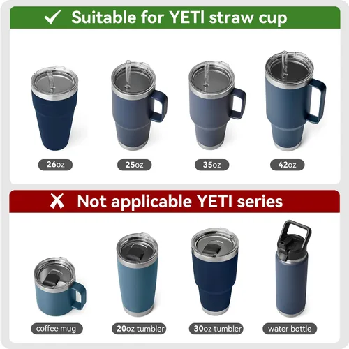 Vista 6 de Pajitas para vasos YETI de 25 onzas y 26 onzas, popote de repuesto para vasos Yeti Rambler con tapa de pajilla, popote de plástico transparente