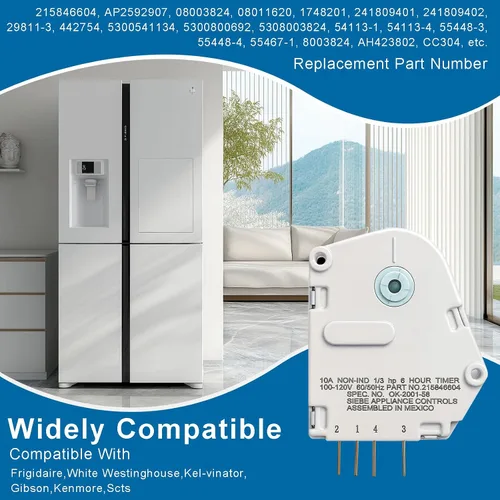 Vista 5 de AP2592907 - Temporizador de descongelación para refrigerador, 120 V, 6 horas, 21 minutos, temporizador 215846604 para refrigerador y congeladores