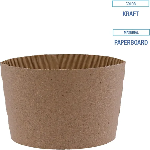 Vista 3 de Boardwalk Fundas para tazas, 1,200 unidades, se adapta a vasos calientes de 10 oz a 20 onzas, Kraft Protege las manos del calor del café caliente