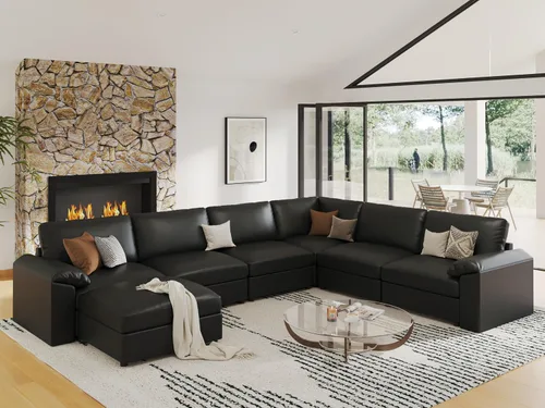 Vista 15 de EASE MOOSE Sofá modular seccional, sofá en forma de U para sala de estar Beige