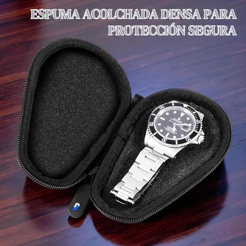 Vista 9 de Casematix Caja de reloj de viaje para relojes de acero inoxidable con banda de metal para hombres y mujeres, hasta 2.205 in Negro