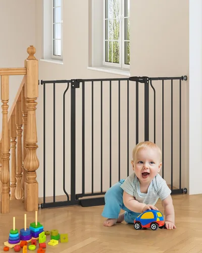 Vista 17 de Puerta de bebé para escaleras sin taladrar, puerta para perros de 29 a 40 pulgadas con cierre automático para interiores Doorways & Stairs