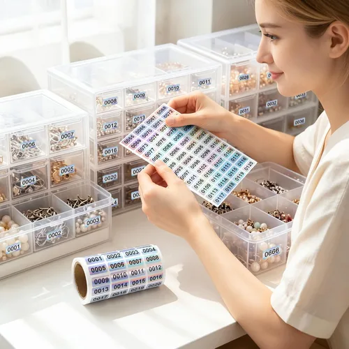 Vista 5 de Zonon Etiquetas de inventario Pegatinas de números consecutivos 001-2000 Brillante