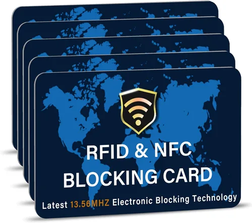 Vista 12 de SaiTech IT Paquete de 5 Tarjetas de Bloqueo RFID, Una Tarjeta Protege Toda la Billetera y Cartera, Protector de Tarjetas de Débito y Crédito