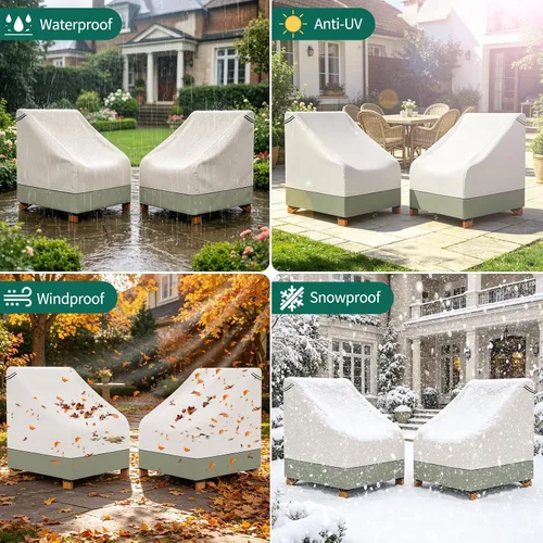 Vista 8 de AKEfit Fundas para sillas Adirondack para patio, paquete de 2 unidades, para sillas impermeables de hasta 29 pulgadas de ancho x 30 pulgadas