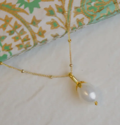 Vista 4 de Cultured Freshwater Pearl Gold Filled Necklace 18 inches - Handmade Dainty Jewelry Gift Idea for Women Her - Birthday Gift - June Birthstone