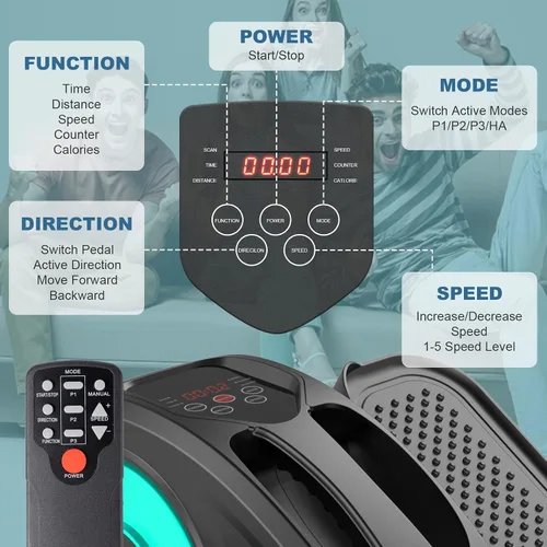 Vista 2 de Under Desk Elliptical Machine, Portable Elliptical Ellipse Leg Exerciser for Seniors Quiet Electric Foot Pedal Exerciser for Home with Remote Control