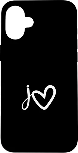 Vista 23 de Minimalist Monogram Name Initial Letter j White Heart Shape Case for iPhone 17