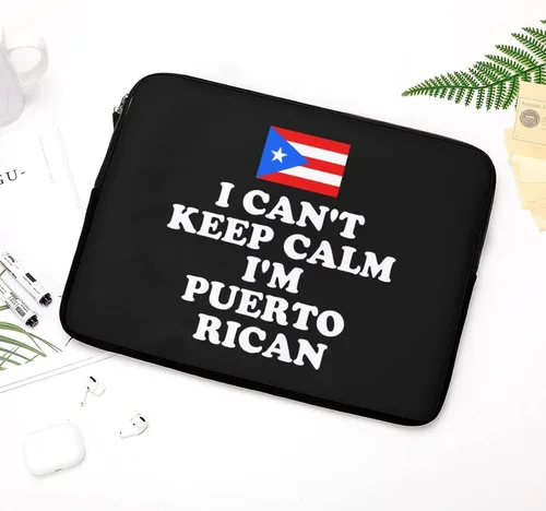 Vista 5 de Funda protectora para laptop con texto en inglés "I Can't Keep Calm I'm Puerto Ricane", funda protectora para laptop, maletín de transporte