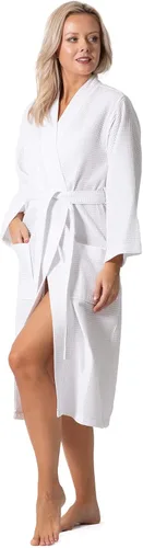 Vista 5 de Turkish Linen Kimono ligero de punto gofre para spa y baño para mujer, secado rápido, suave