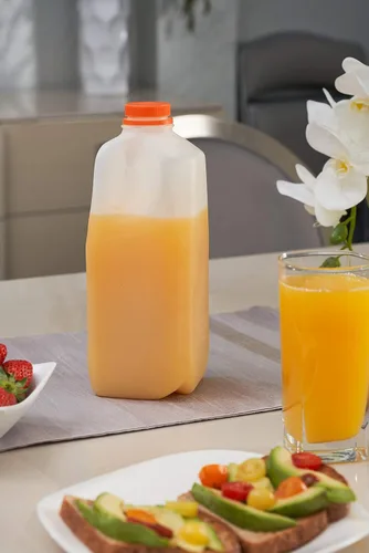 Vista 5 de EcoQuality Recipiente de botellas de jugo de 64 onzas con tapas a prueba de manipulaciones, paquete de 30