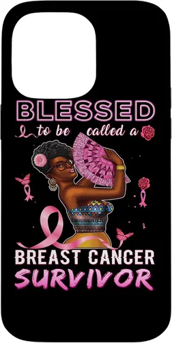 Vista 21 de iPhone 13 Pro Max Camisas afroamericanas contra el cáncer de mama para mujeres Blessed Survivor Case