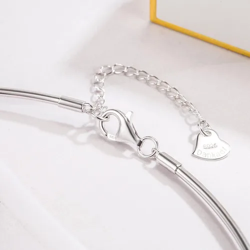 Vista 6 de Dankadi Collar de plata de ley 925 para mujer, collar de cúpula sólida de 0.079 in, simple moda dorada de 16 "18" 20 "+1.9 "longitud ajustable